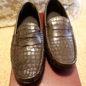 To Boot New York Croc Leather Loafer (Dark brown, 10M), NEW